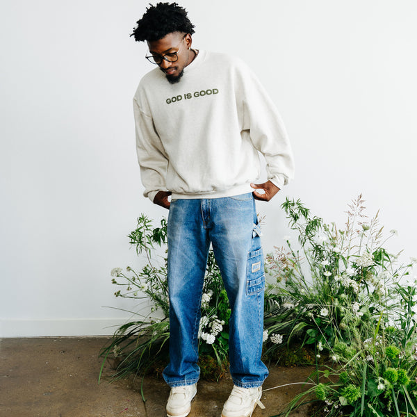 ADULTS // GOD IS GOOD CREW (CREAMY GREY)