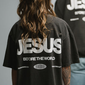 ADULT JESUS BEFORE THE WORLD CHARCOAL BACK