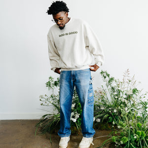 ADULTS // GOD IS GOOD CREW (CREAMY GREY)