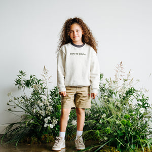 LITTLES // GOD IS GOOD CREW (CREAMY GREY)