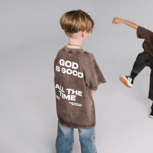 LITTLE GOD IS GOOD VINTAGE BROWN ANGLE